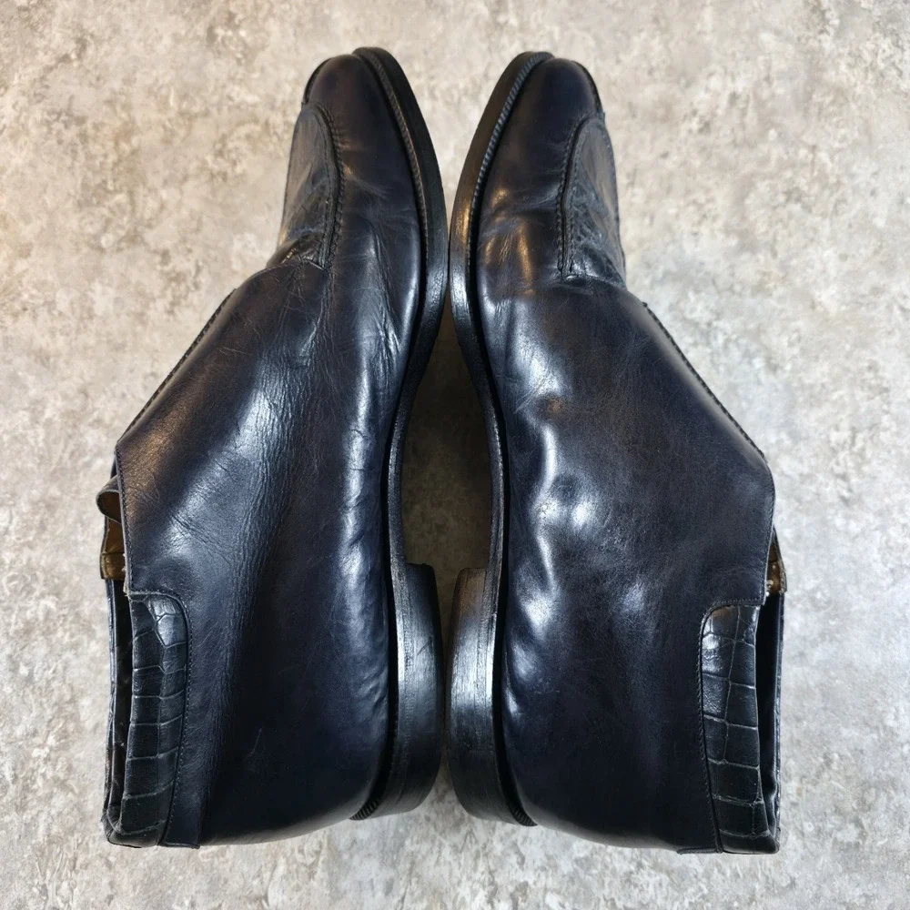Vintage Mezlan Size 11.5 Crocodile Blue Handmade In Spain Monk Shoes *Read Desc.